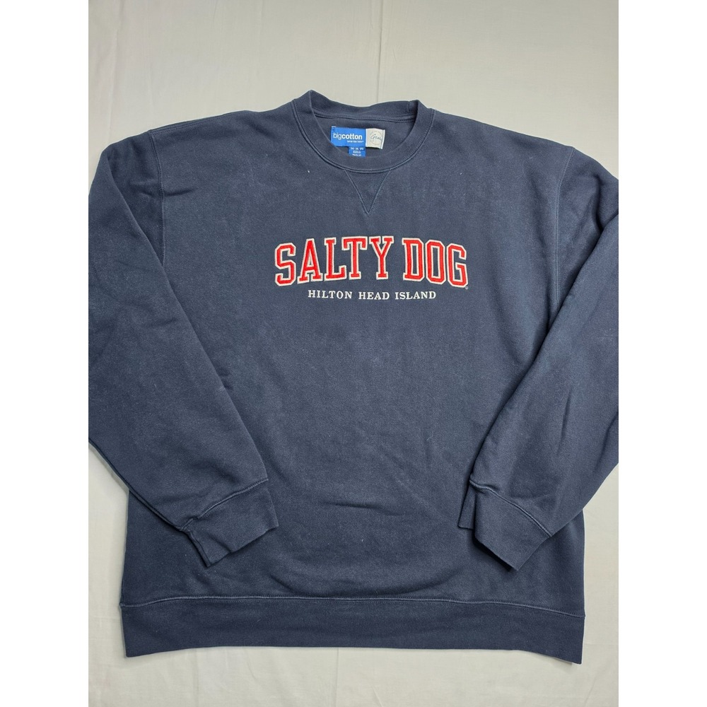 Gear For Sports Bigcotton Sweatshirt Men's 2XL Navy Blue Spellout Logo Crew Neck